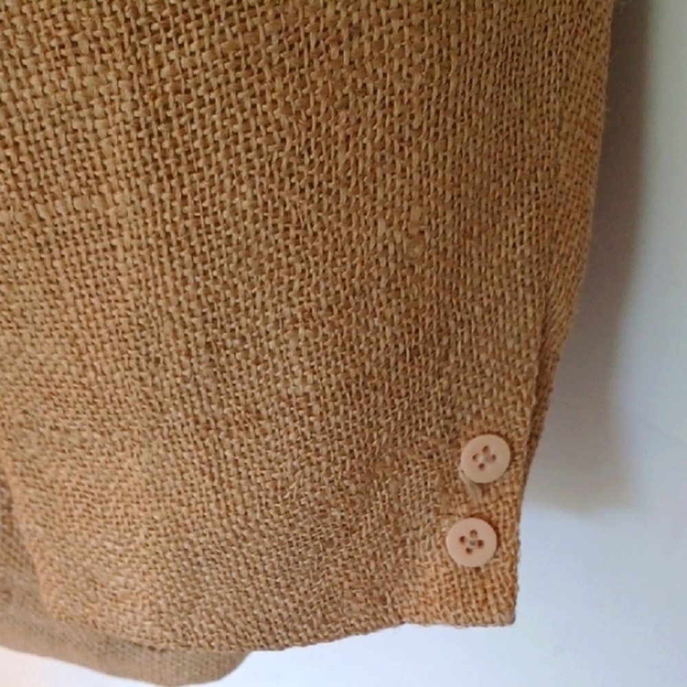 Tan Canvas Style Blazer with Notched Lapels, XL - Picture 4 of 8